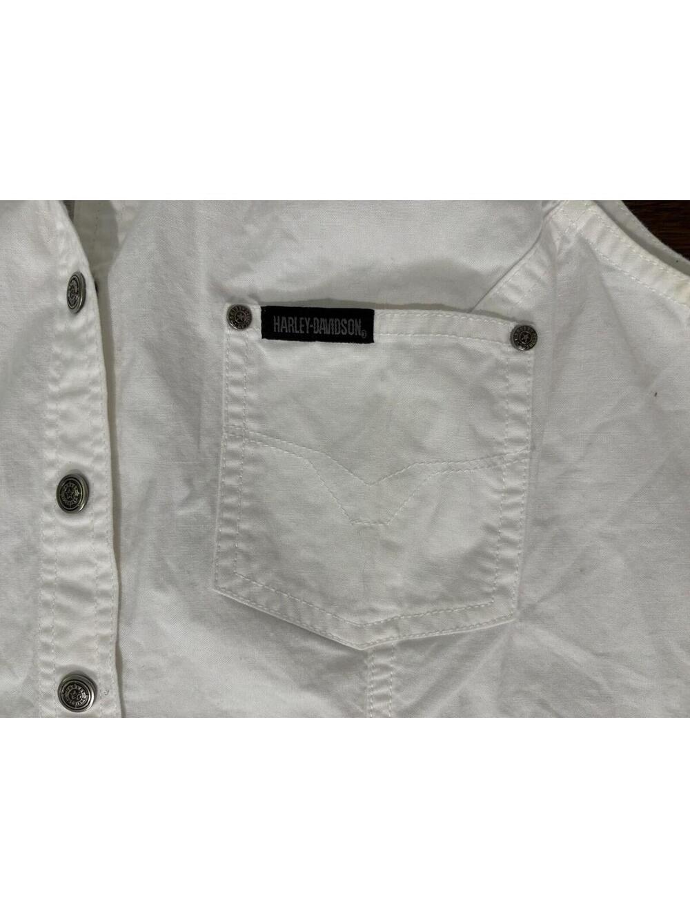 Harley-Davidson Women’s M Sleeveless Vest Top Snap Buttons Embroidered - Picture 5 of 9